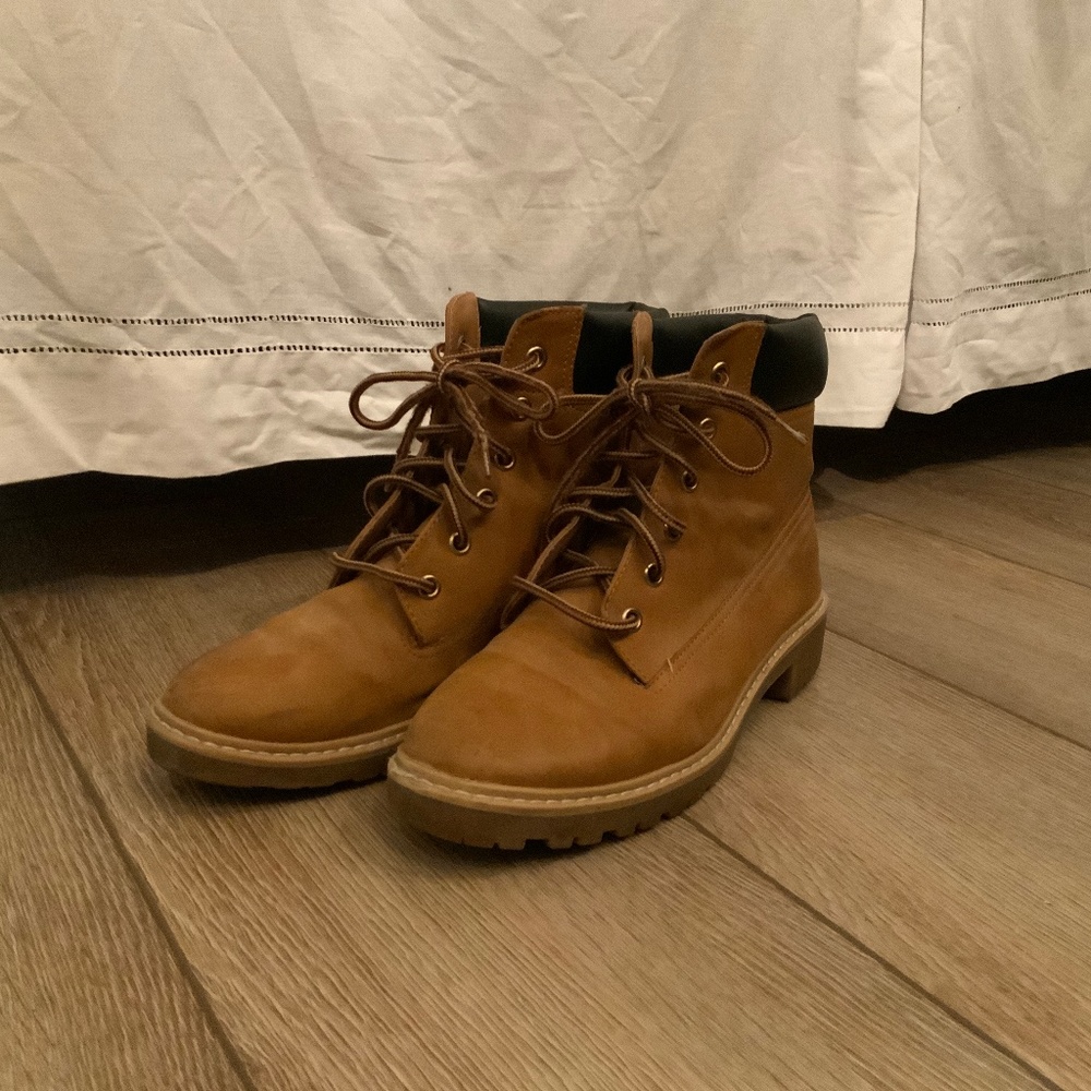 Brown combat boots